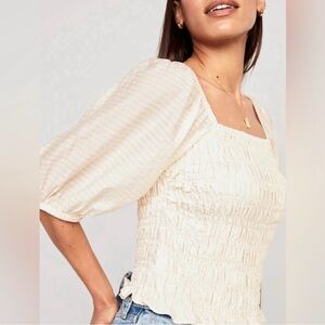 Old Navy Fitted Puff Sleeve Smocked Top Size XS